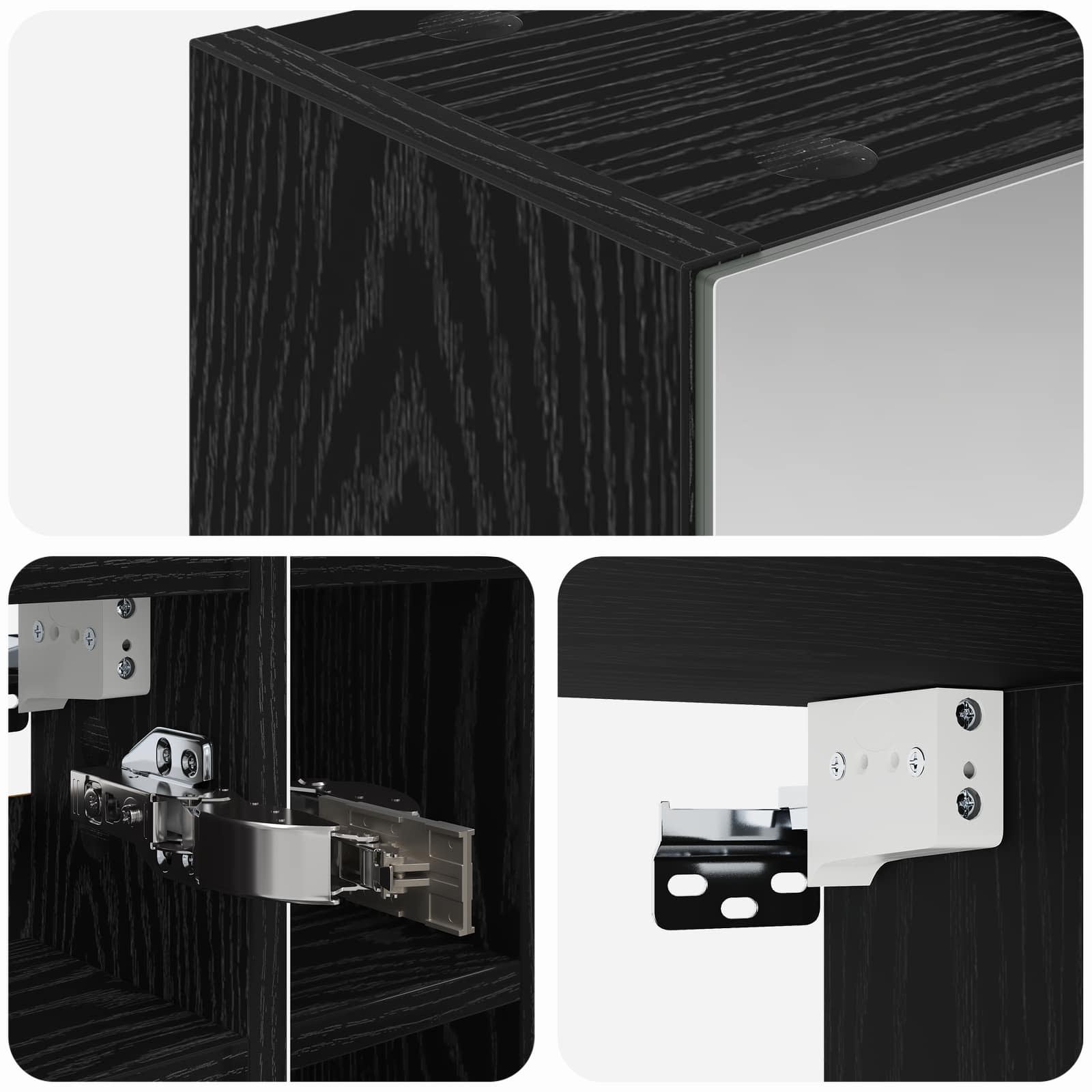 Badkamer spiegelkast Zwart Eiken 60 x 14,5 x 50 cm Bewerkt hout