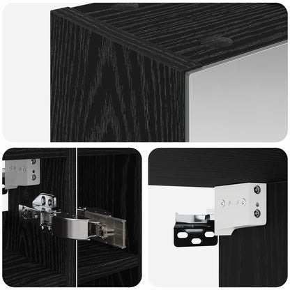 Badkamer spiegelkast Zwart Eiken 60 x 14,5 x 50 cm Bewerkt hout