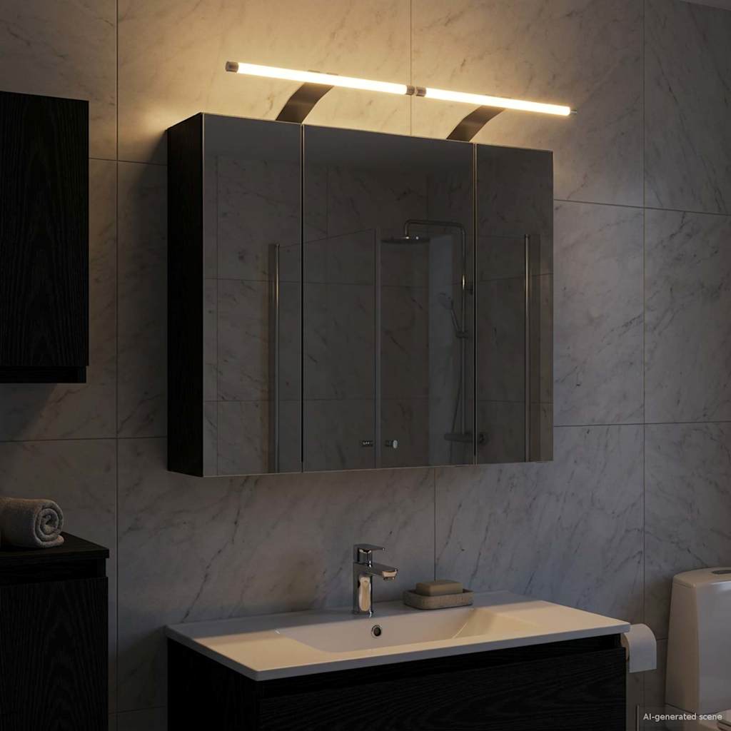 Badkamer spiegelkast Zwart Eiken 60 x 14,5 x 50 cm Bewerkt hout