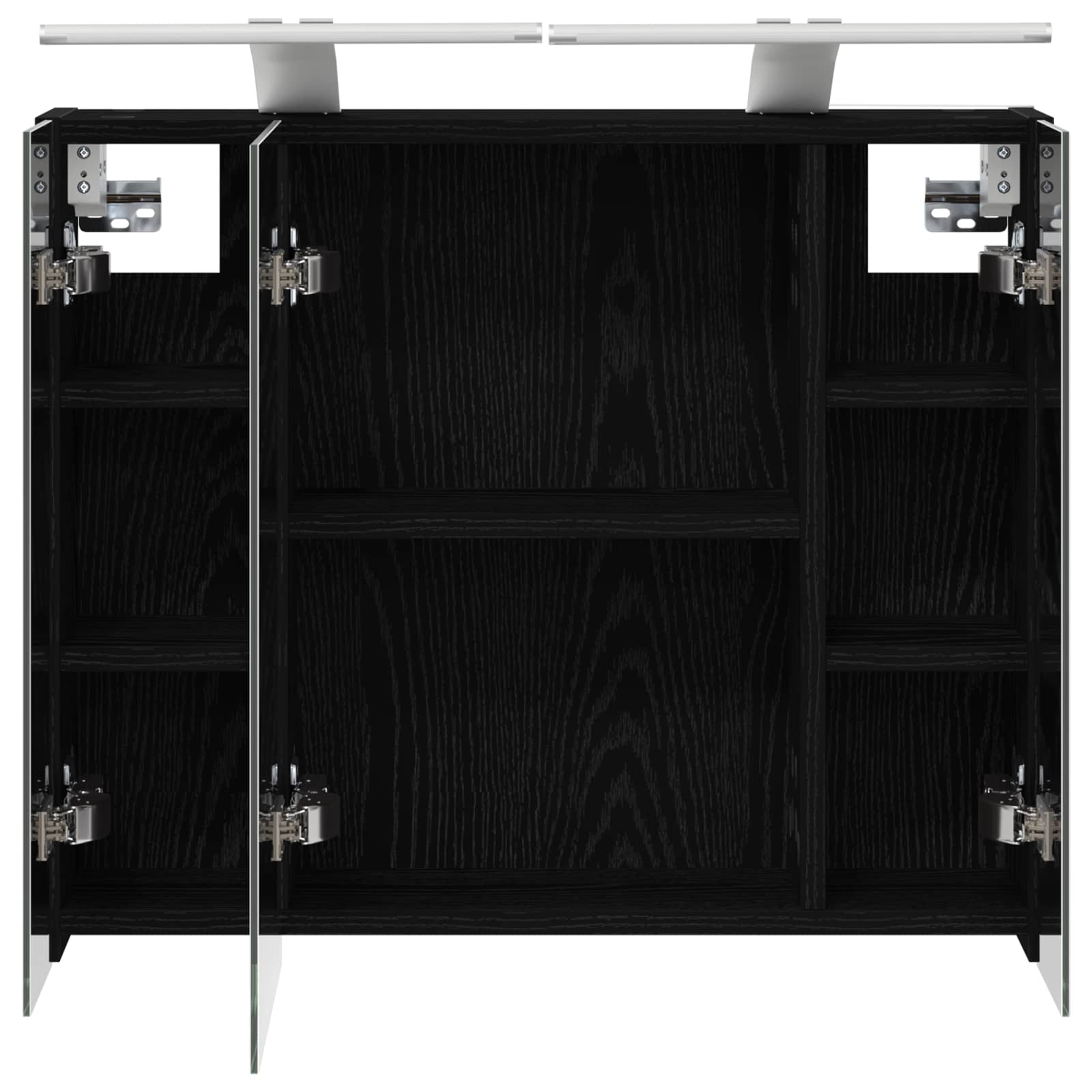 Badkamer spiegelkast Zwart Eiken 60 x 14,5 x 50 cm Bewerkt hout