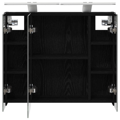 Badkamer spiegelkast Zwart Eiken 60 x 14,5 x 50 cm Bewerkt hout