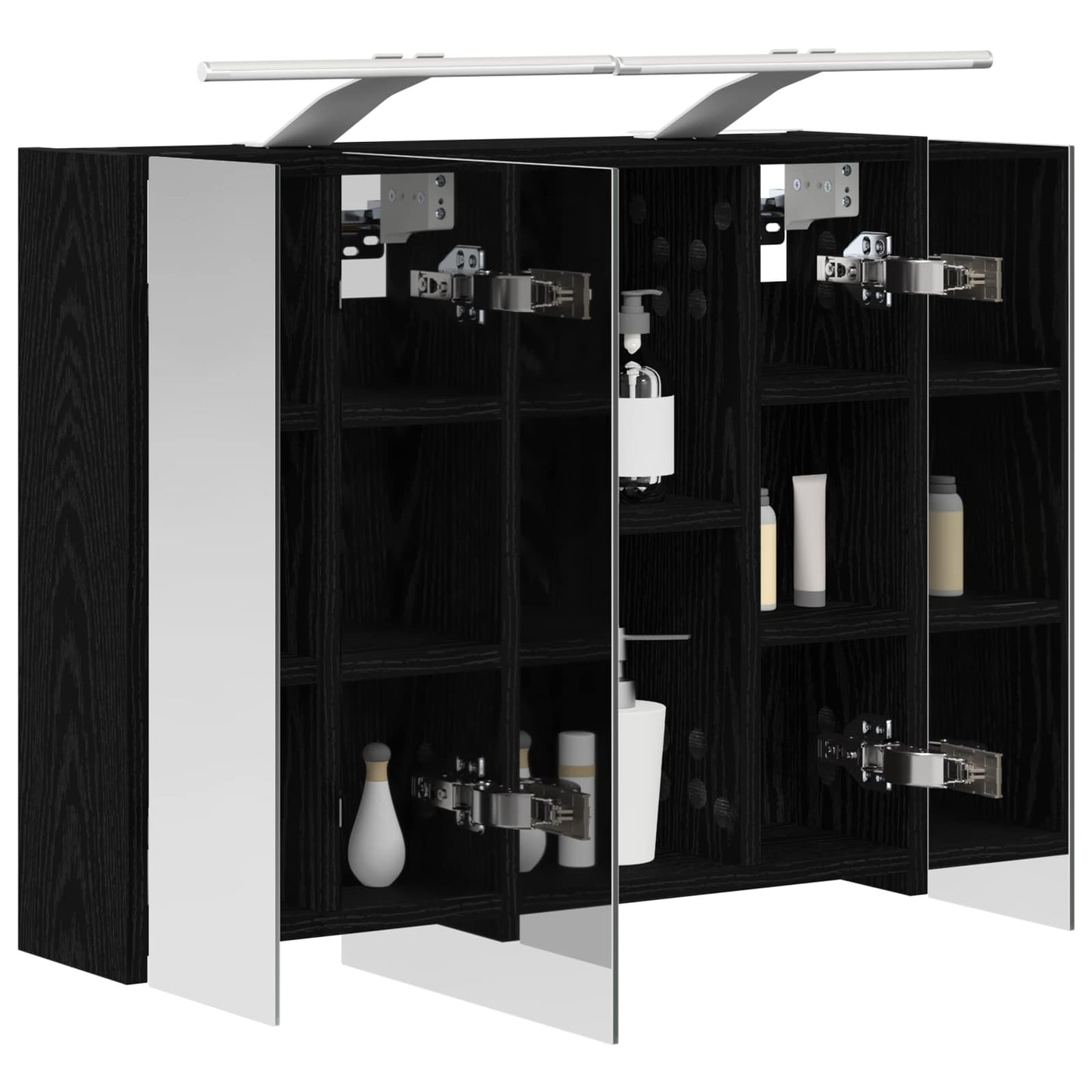 Badkamer spiegelkast Zwart Eiken 60 x 14,5 x 50 cm Bewerkt hout