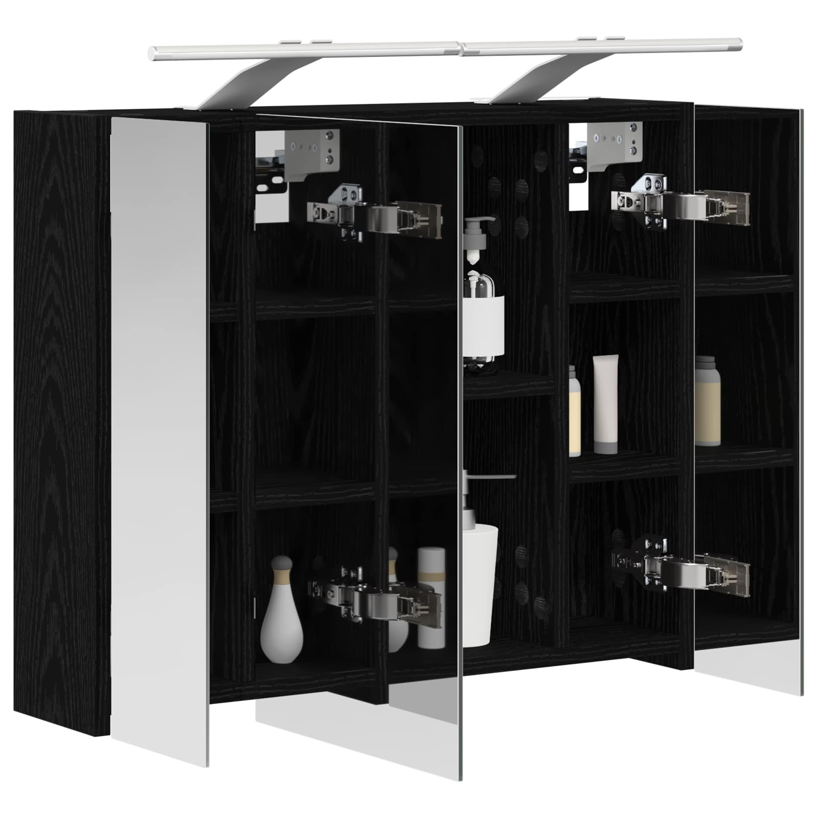 Badkamer spiegelkast Zwart Eiken 60 x 14,5 x 50 cm Bewerkt hout