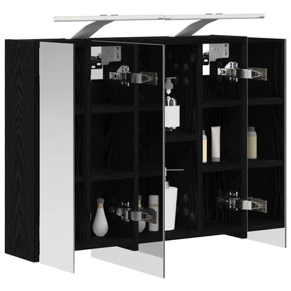 Badkamer spiegelkast Zwart Eiken 60 x 14,5 x 50 cm Bewerkt hout