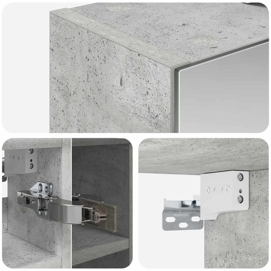 Badkamer spiegelkast Beton Grijs 60 x 14,5 x 50 cm Bewerkt hout