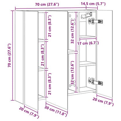 Badkamer spiegelkast voor Wit 70 x 14,5 x 70 cm Bewerkt hout