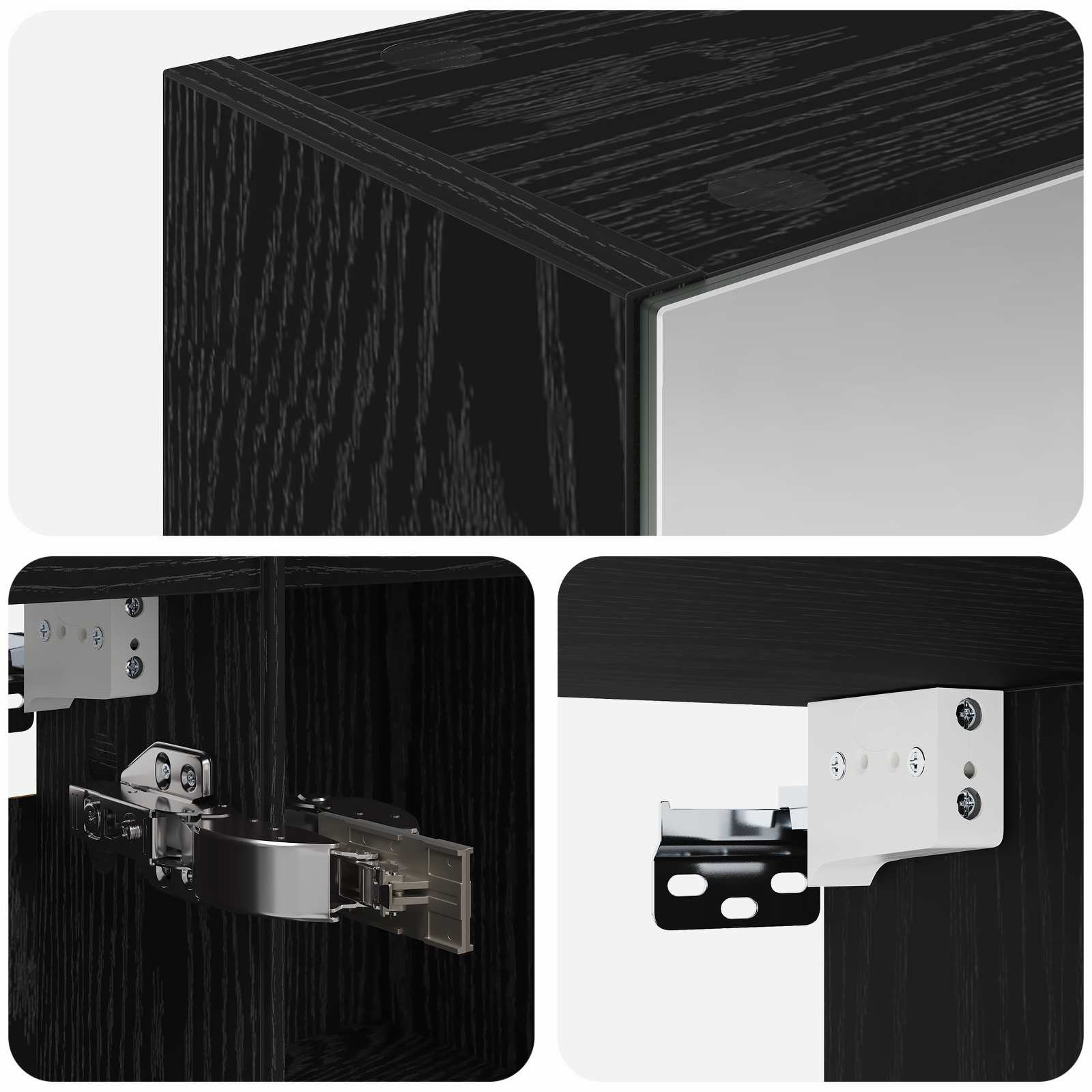 Badkamer spiegelkast Zwart Eiken 70 x 14,5 x 70 cm Bewerkt hout