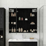 Badkamer spiegelkast 70x14,5x70 cm zwart eiken