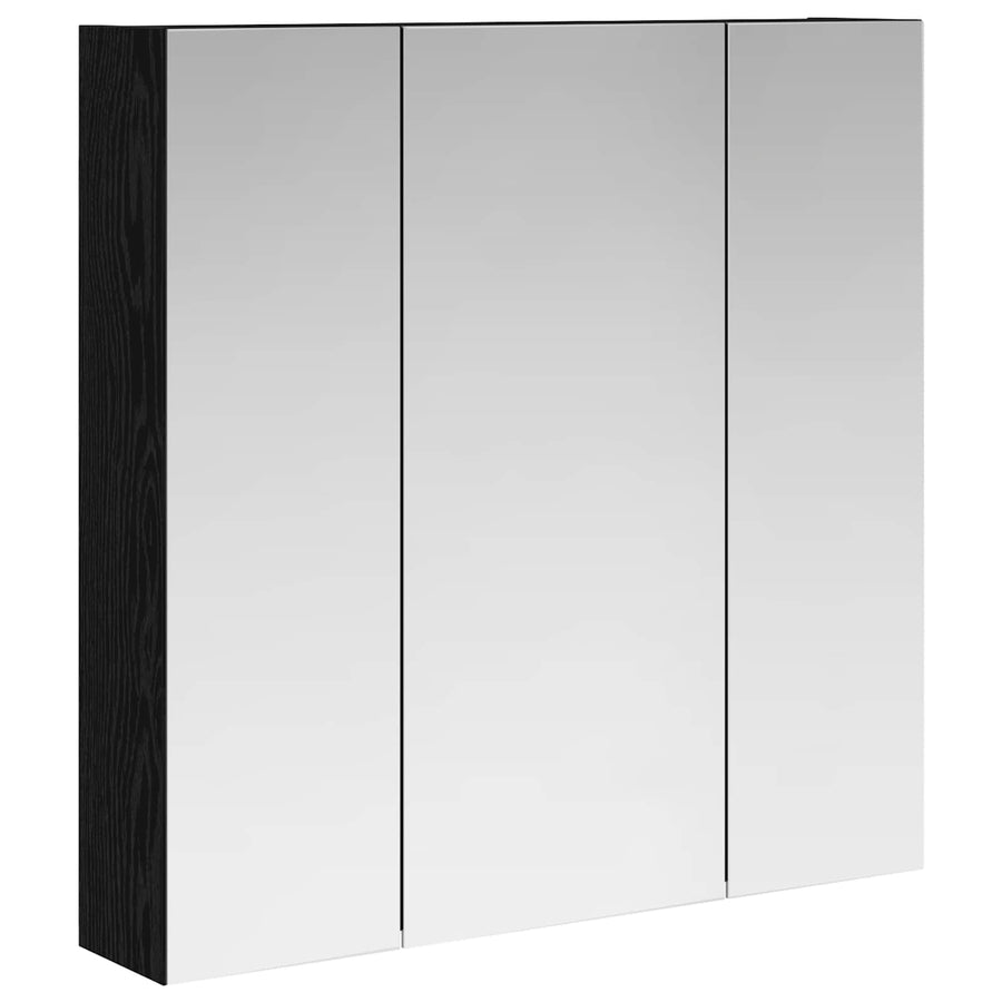 Badkamer spiegelkast Zwart Eiken 70 x 14,5 x 70 cm Bewerkt hout