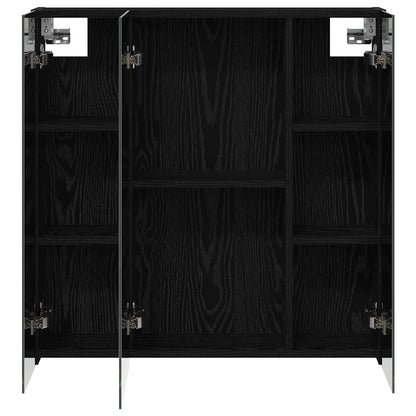 Badkamer spiegelkast Zwart Eiken 70 x 14,5 x 70 cm Bewerkt hout