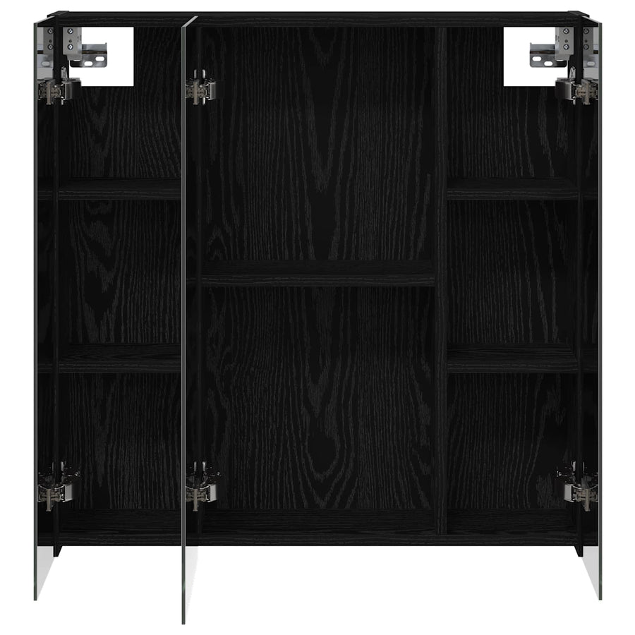 Badkamer spiegelkast Zwart Eiken 70 x 14,5 x 70 cm Bewerkt hout