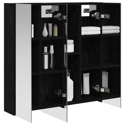 Badkamer spiegelkast Zwart Eiken 70 x 14,5 x 70 cm Bewerkt hout