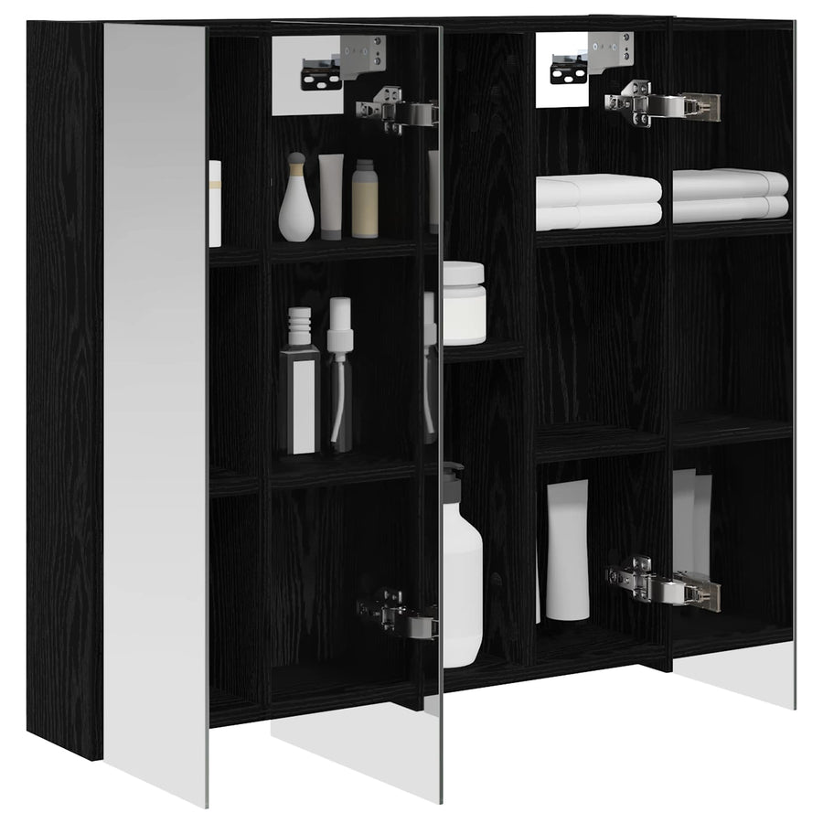 Badkamer spiegelkast Zwart Eiken 70 x 14,5 x 70 cm Bewerkt hout