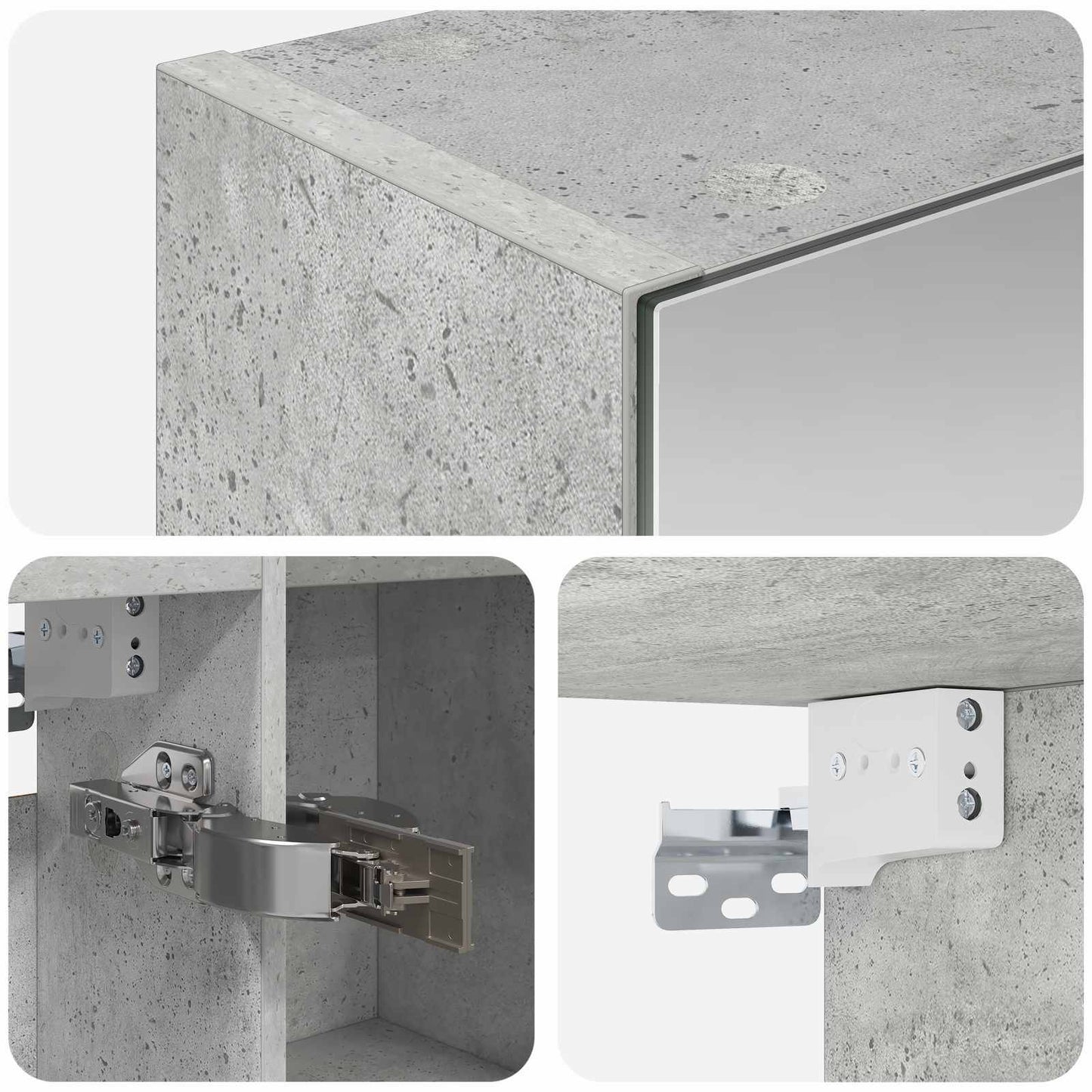 Badkamer spiegelkast Beton Grijs 70 x 14,5 x 70 cm Bewerkt hout