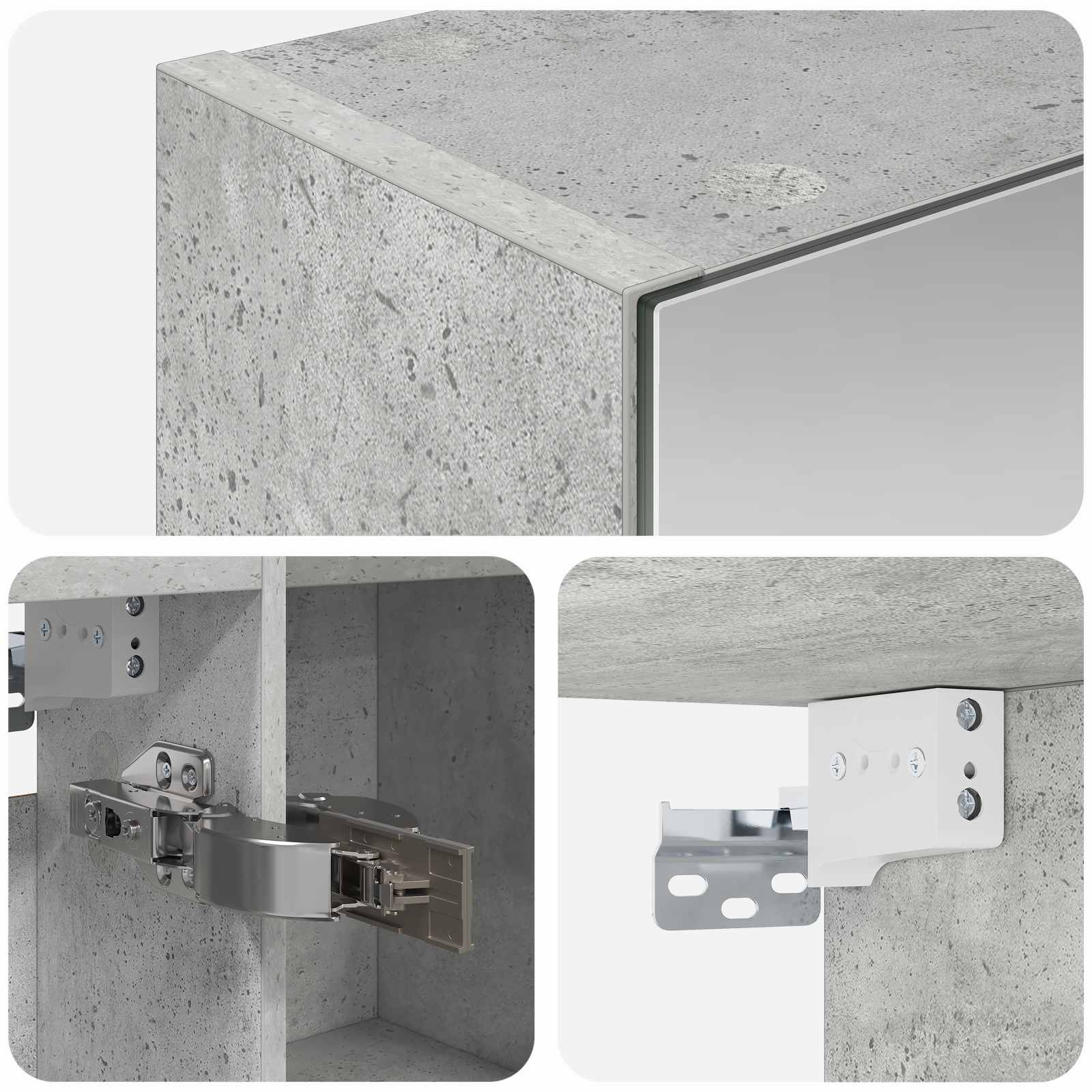 Badkamer spiegelkast Beton Grijs 70 x 14,5 x 70 cm Bewerkt hout