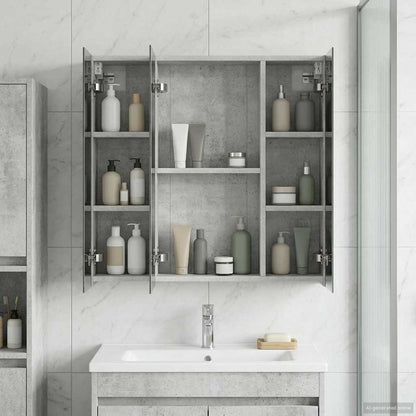 Badkamer spiegelkast Beton Grijs 70 x 14,5 x 70 cm Bewerkt hout
