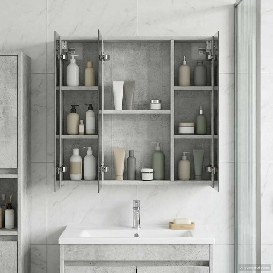 Badkamer spiegelkast Beton Grijs 70 x 14,5 x 70 cm Bewerkt hout