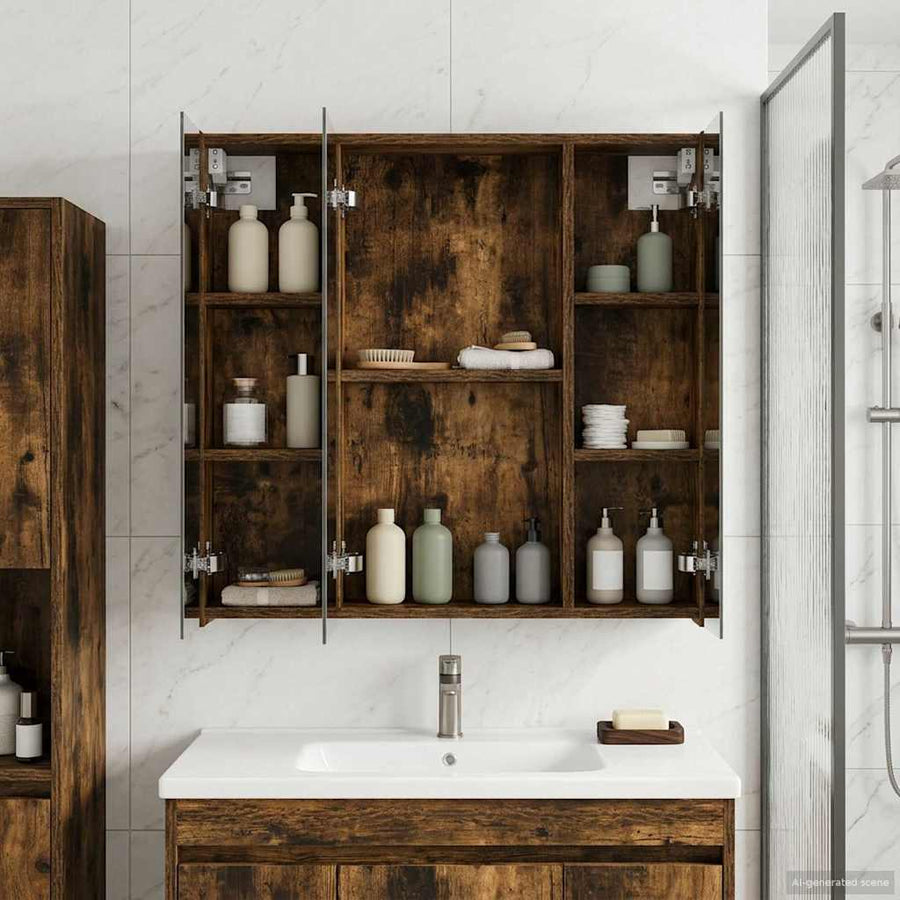 Badkamer spiegelkast Gerookt eiken 70 x 14,5 x 70 cm