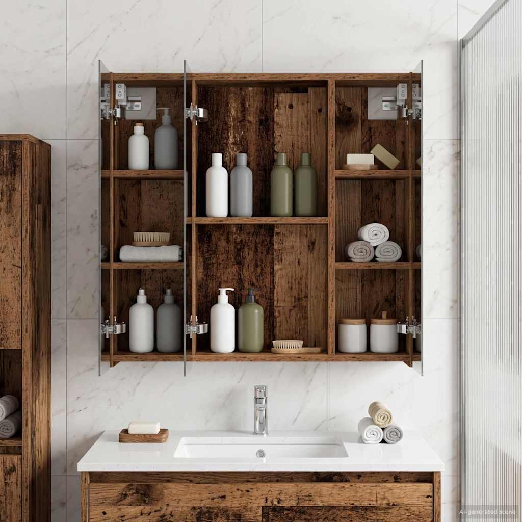 Badkamer spiegelkast Oudhout 70 x 14,5 x 70 cm Bewerkt hout