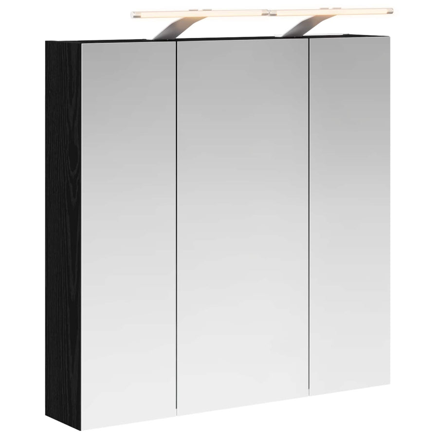 Badkamer spiegelkast Zwart Eiken 70 x 14,5 x 70 cm Bewerkt hout