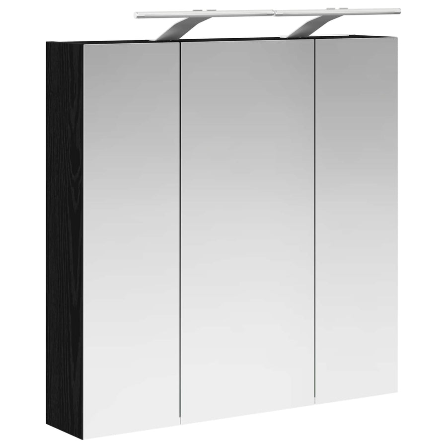 Badkamer spiegelkast Zwart Eiken 70 x 14,5 x 70 cm Bewerkt hout