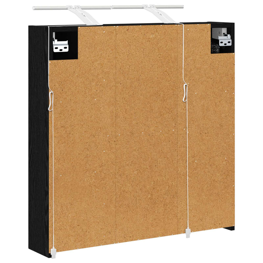 Badkamer spiegelkast Zwart Eiken 70 x 14,5 x 70 cm Bewerkt hout