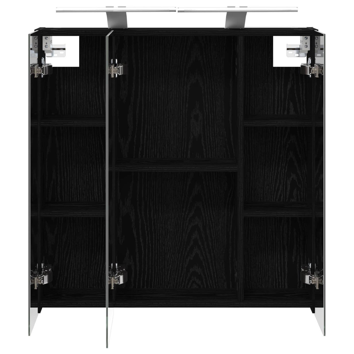Badkamer spiegelkast Zwart Eiken 70 x 14,5 x 70 cm Bewerkt hout