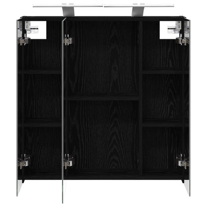 Badkamer spiegelkast Zwart Eiken 70 x 14,5 x 70 cm Bewerkt hout