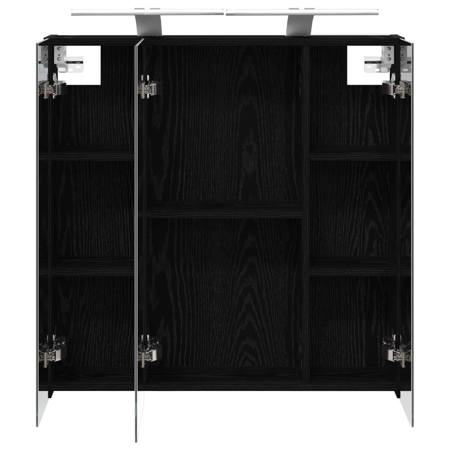 Badkamer spiegelkast Zwart Eiken 70 x 14,5 x 70 cm Bewerkt hout