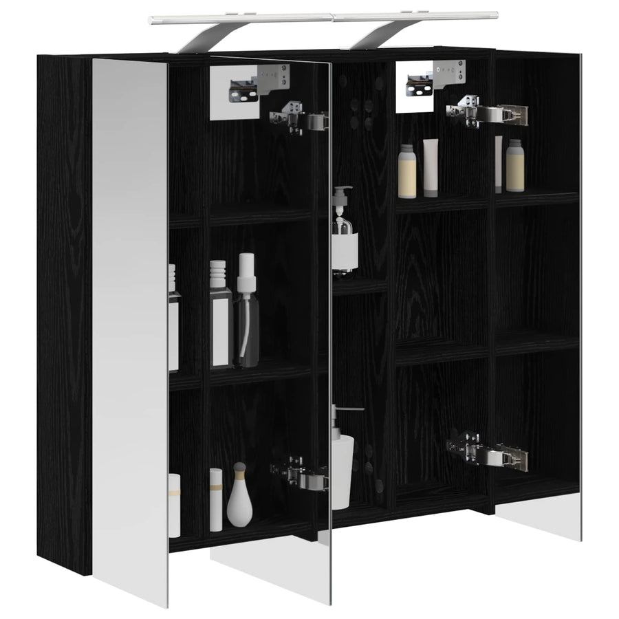 Badkamer spiegelkast Zwart Eiken 70 x 14,5 x 70 cm Bewerkt hout