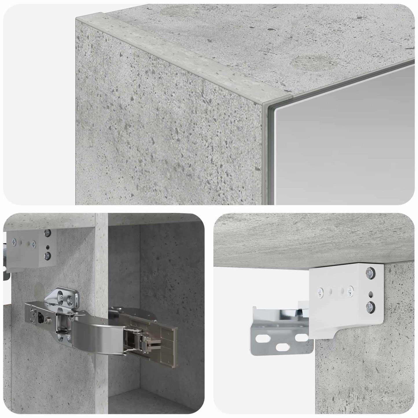 Badkamer spiegelkast Beton Grijs 70 x 14,5 x 70 cm Bewerkt hout