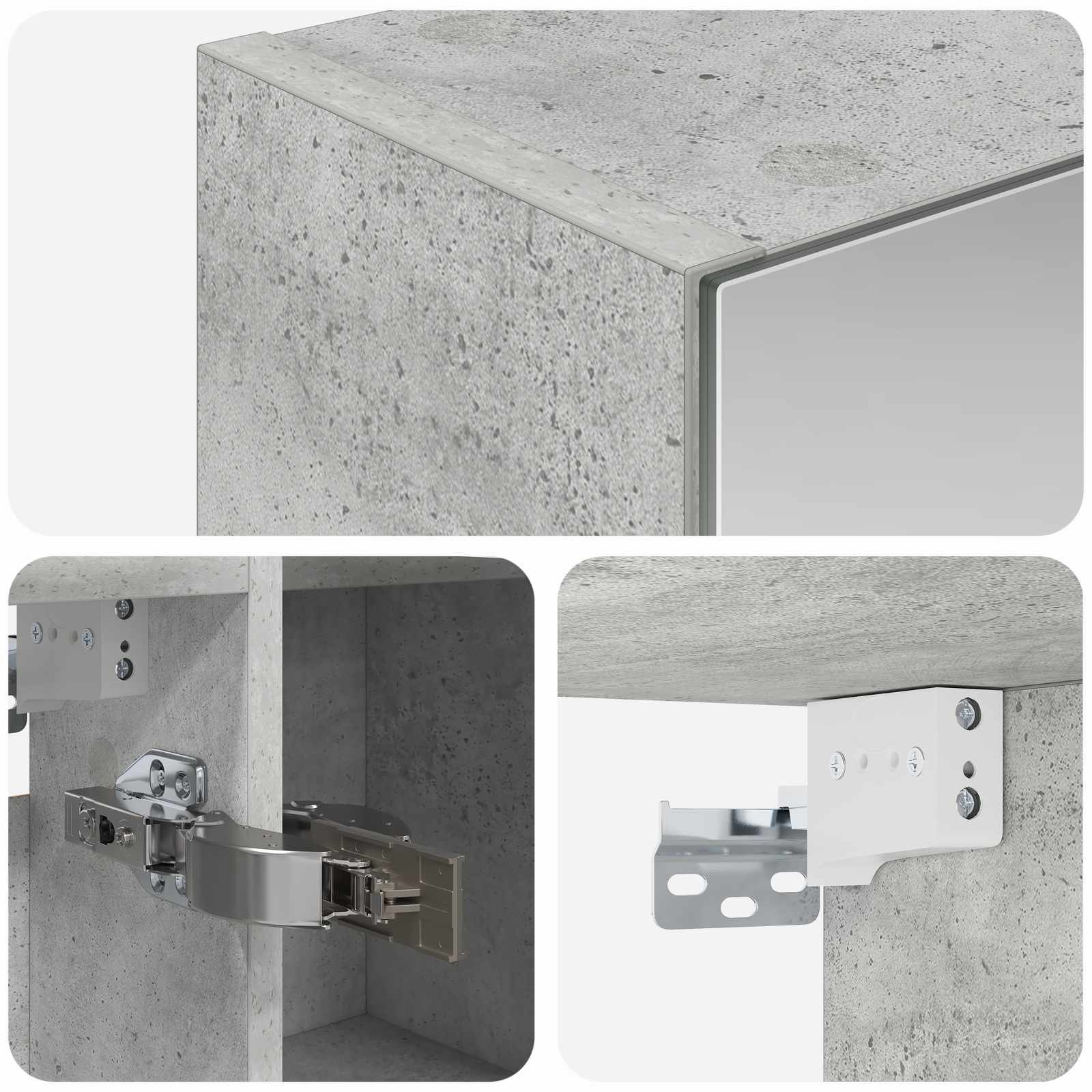 Badkamer spiegelkast Beton Grijs 70 x 14,5 x 70 cm Bewerkt hout