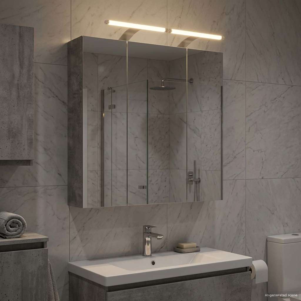 Badkamer spiegelkast Beton Grijs 70 x 14,5 x 70 cm Bewerkt hout