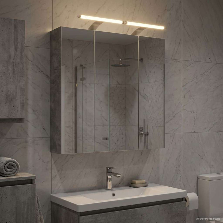 Badkamer spiegelkast Beton Grijs 70 x 14,5 x 70 cm Bewerkt hout