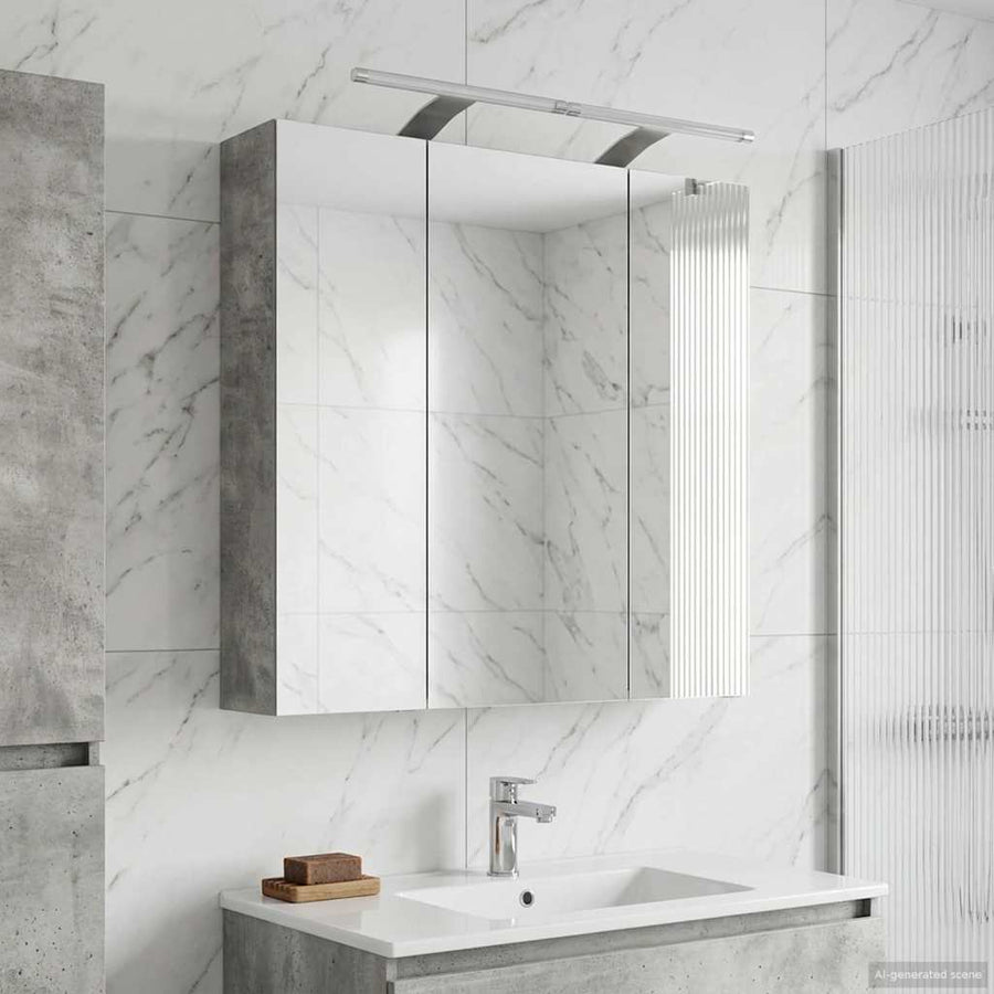 Badkamer spiegelkast Beton Grijs 70 x 14,5 x 70 cm Bewerkt hout
