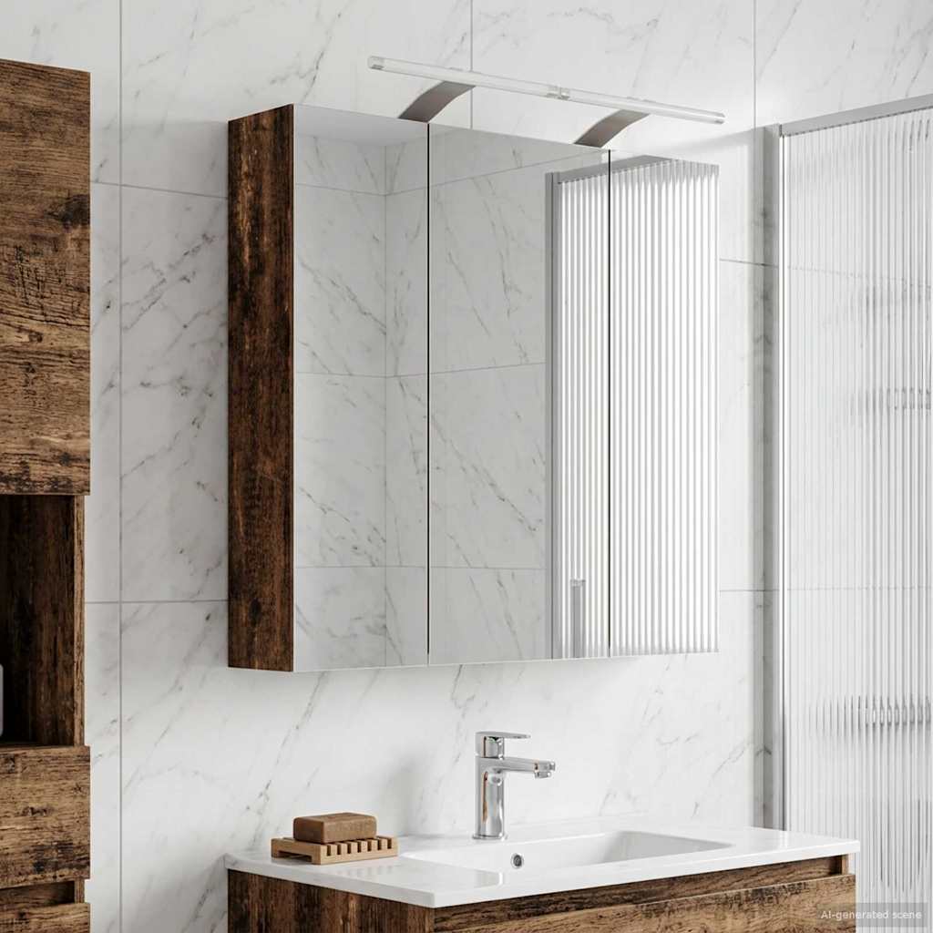 Badkamer spiegelkast Oudhout 70 x 14,5 x 70 cm Bewerkt hout
