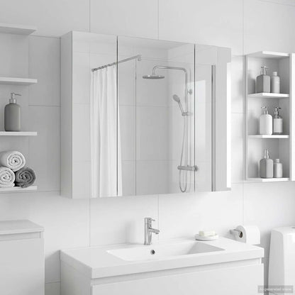 Badkamer spiegelkast Wit 80 x 14.5 x 70 cm Bewerkt hout