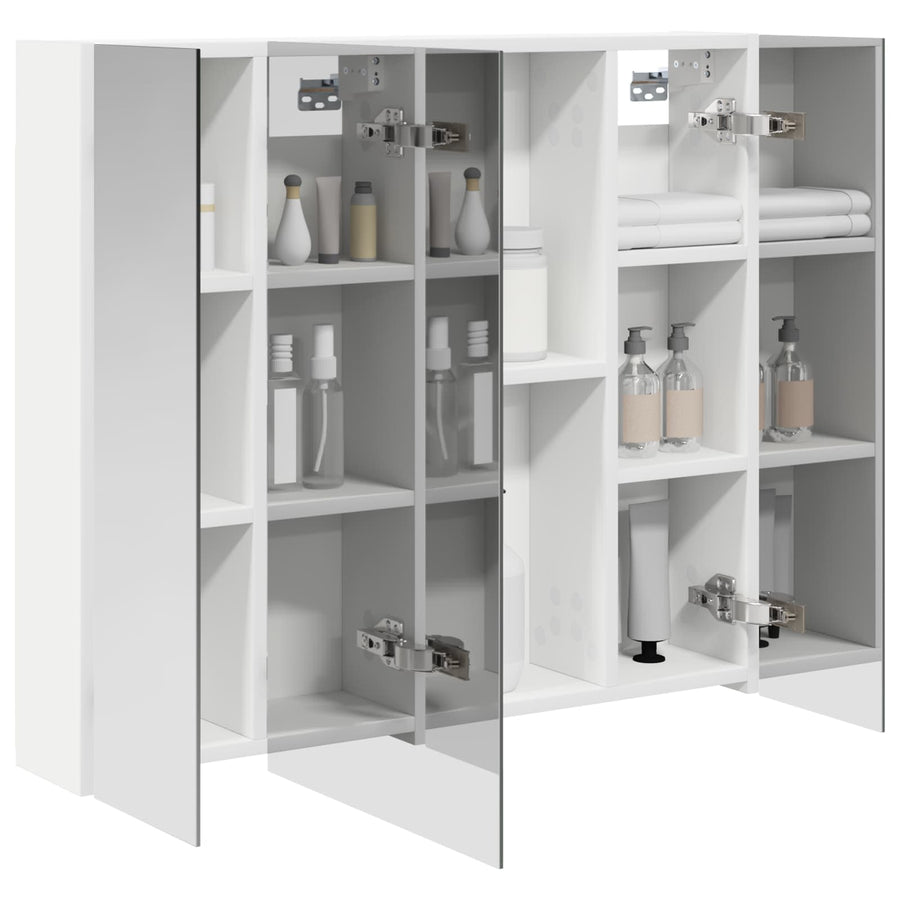 Badkamer spiegelkast Wit 80 x 14.5 x 70 cm Bewerkt hout