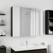 Badkamer spiegelkast 80x14.5x70 cm zwart eiken bewerkt hout