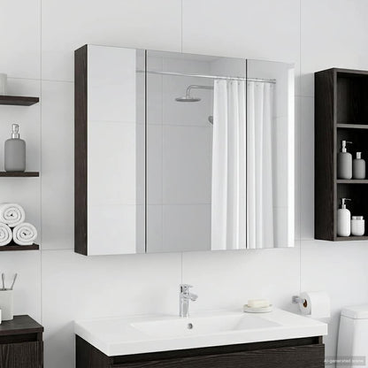 Badkamer spiegelkast Zwart Eiken 80 x 14.5 x 70 cm Bewerkt hout