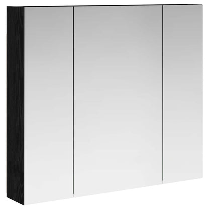 Badkamer spiegelkast Zwart Eiken 80 x 14.5 x 70 cm Bewerkt hout