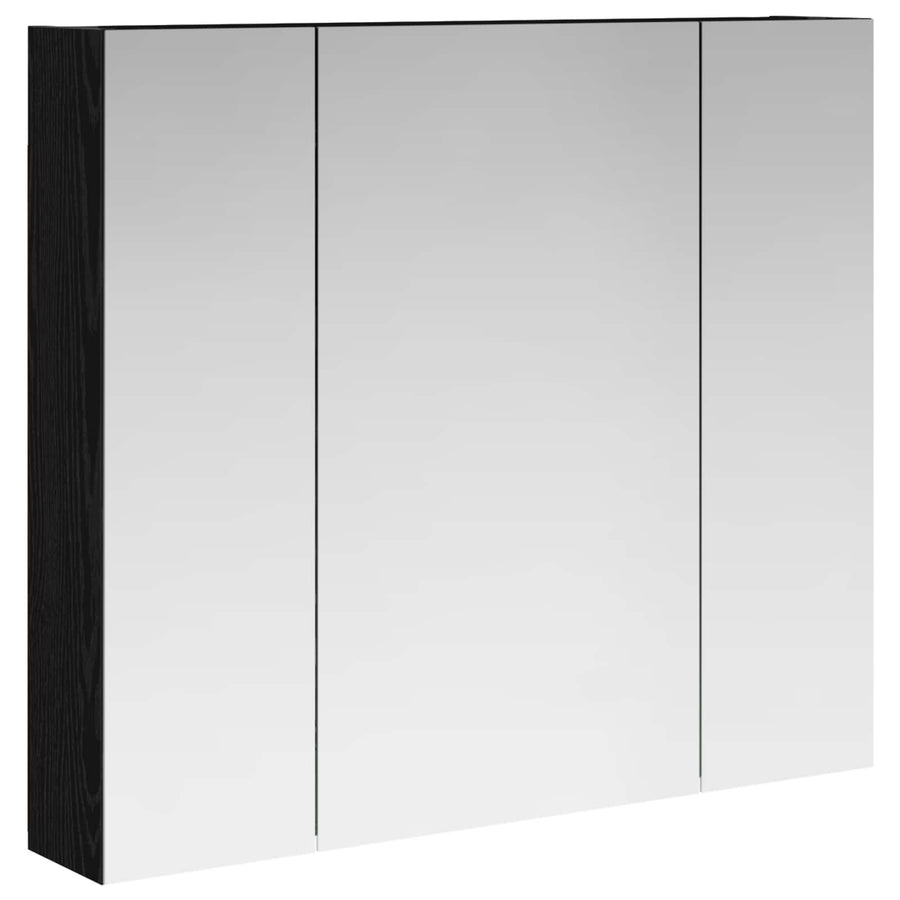 Badkamer spiegelkast Zwart Eiken 80 x 14.5 x 70 cm Bewerkt hout