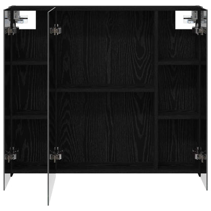 Badkamer spiegelkast Zwart Eiken 80 x 14.5 x 70 cm Bewerkt hout