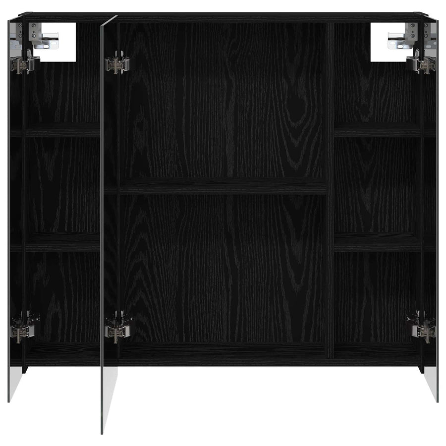 Badkamer spiegelkast Zwart Eiken 80 x 14.5 x 70 cm Bewerkt hout
