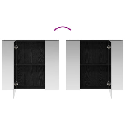Badkamer spiegelkast Zwart Eiken 80 x 14.5 x 70 cm Bewerkt hout