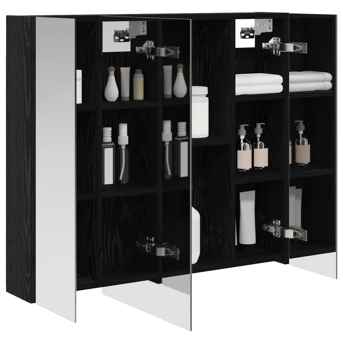 Badkamer spiegelkast Zwart Eiken 80 x 14.5 x 70 cm Bewerkt hout