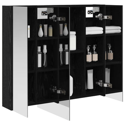 Badkamer spiegelkast Zwart Eiken 80 x 14.5 x 70 cm Bewerkt hout