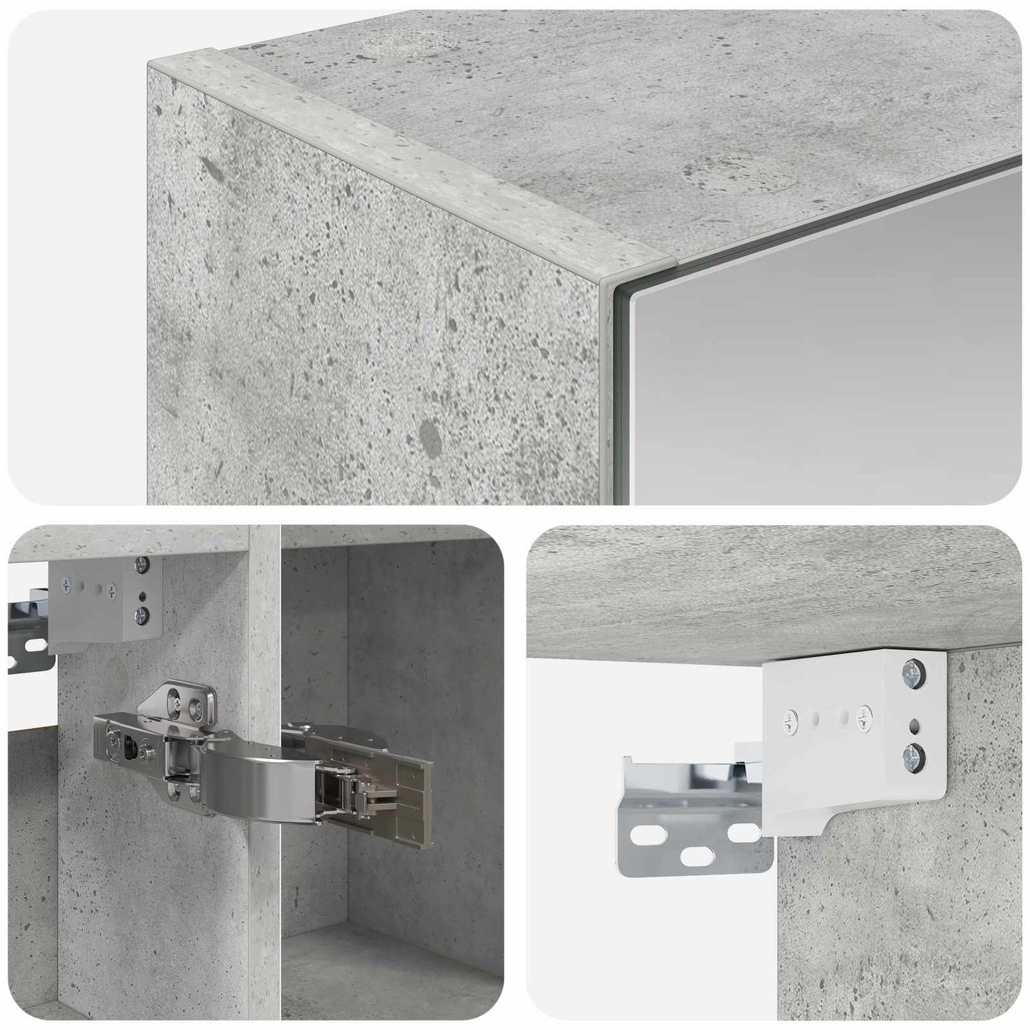 Badkamer spiegelkast Beton Grijs 80 x 14.5 x 70 cm Bewerkt hout