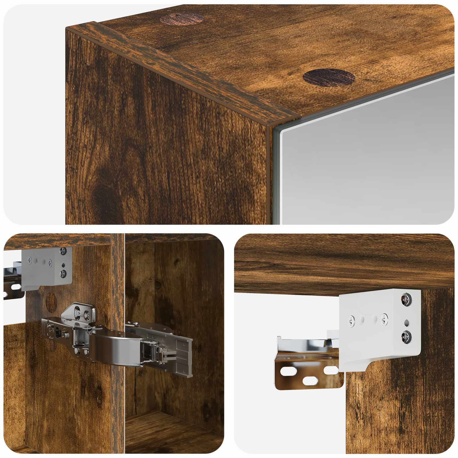 Badkamer spiegelkast met plank Gerookt eiken 80 x 14.5 x 70 cm