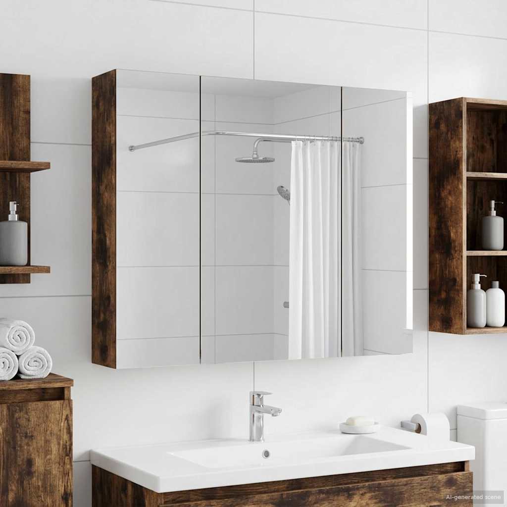 Badkamer spiegelkast met plank Gerookt eiken 80 x 14.5 x 70 cm